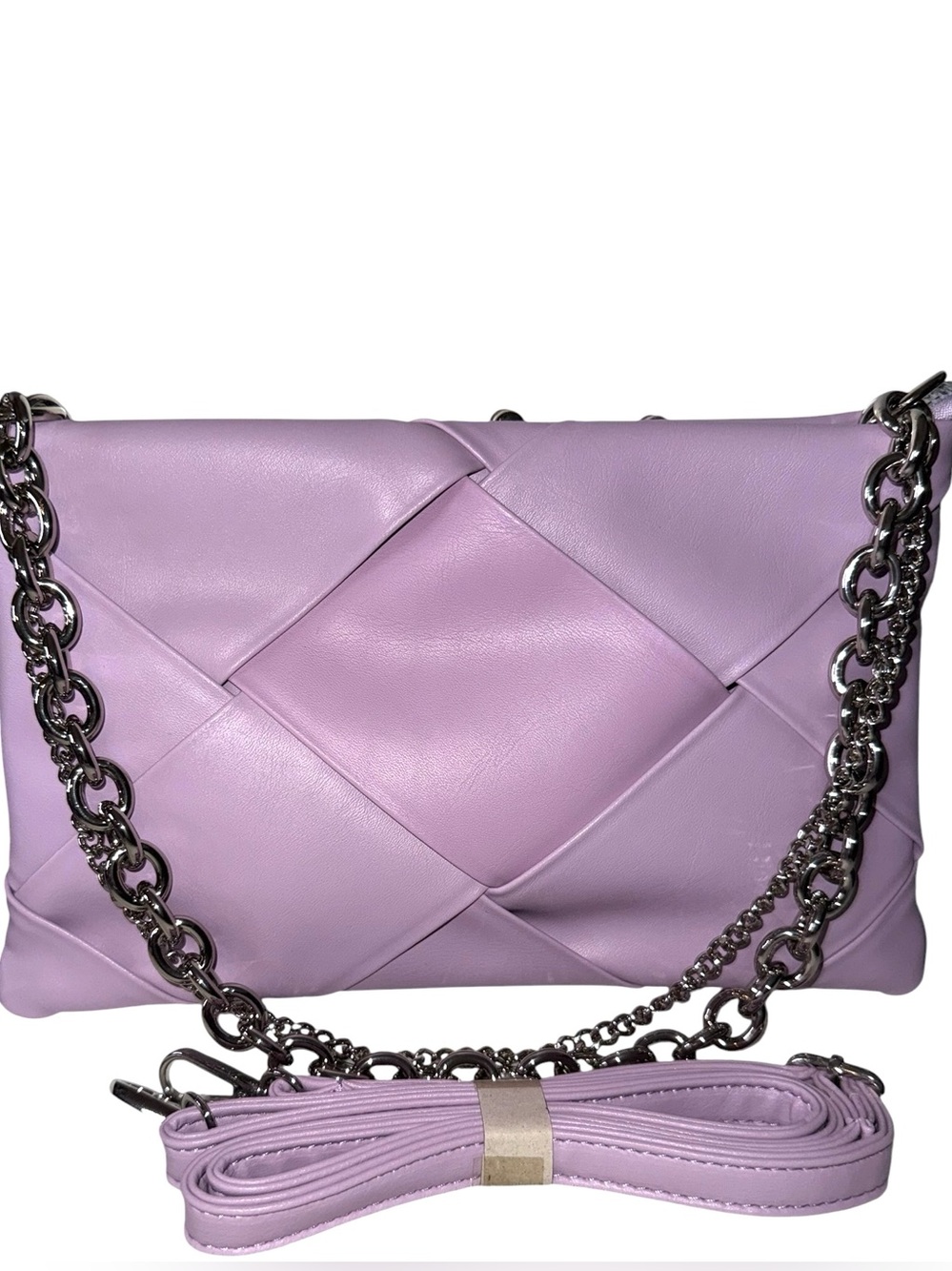 Fashion Soft Woven Vegan Leather Lavender X-body Bag - NWT